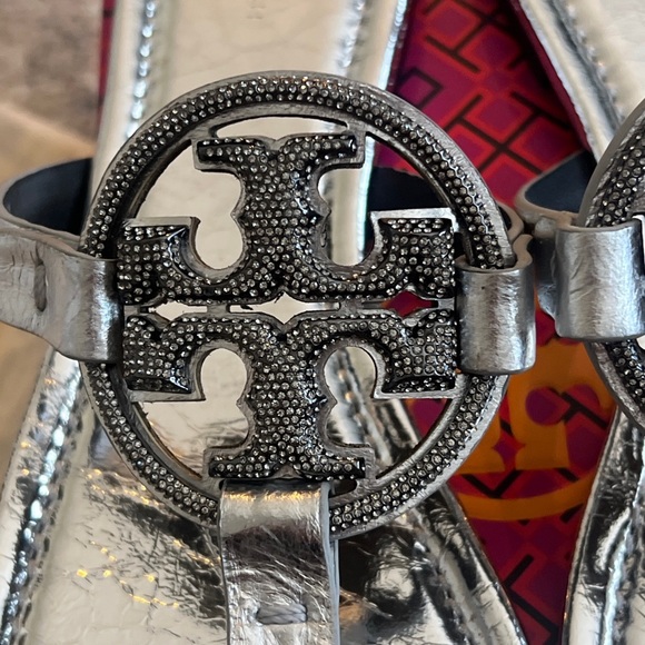 Tory Burch Miller Pave Metallic Leather Sandals - Picture 2 of 11